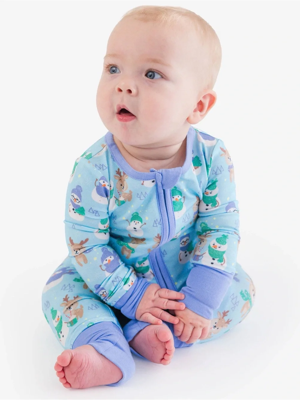 Ruggedbutts Softsnooze Winter Snowman Deer Holiday Convertible Romper
